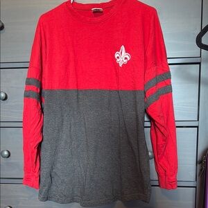 Red and Gray Long Sleeve Shirt with Fleur-de-lis